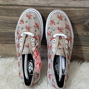 vans glen plaid floral classic slip on womens shoes